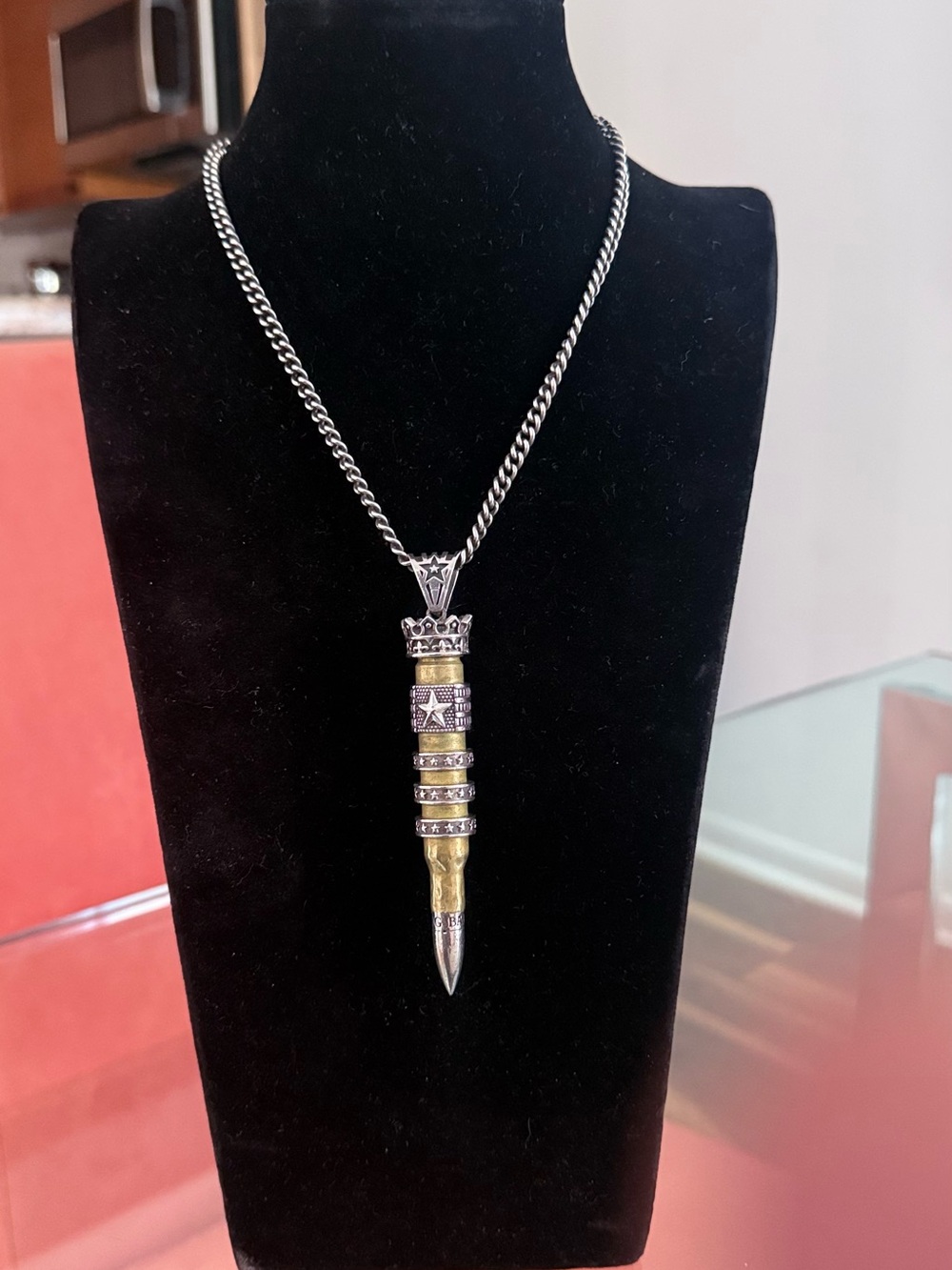 Sterling Silver Two-Tone Bullet Pendant